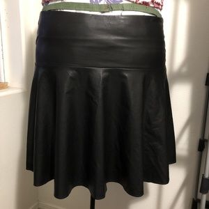 Black Pleather Drop-Waist Circle Skirt